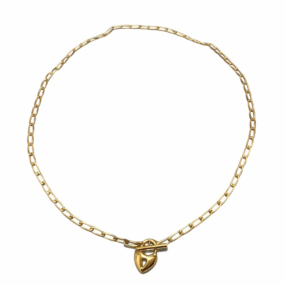 Gold Heart Lock Pendant Chain Necklace